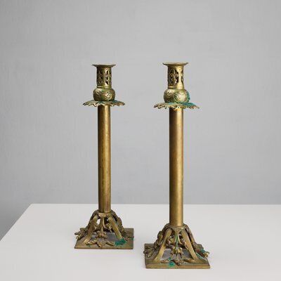 Antique French Copper Candlesticks In Baroque Style, 1900s, Set Of 2