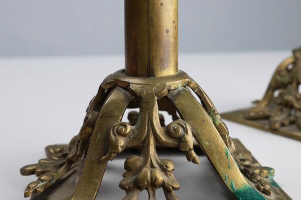 photo furniture Antique French Copper Candlesticks In Baroque Style, 1900s, Set Of 2