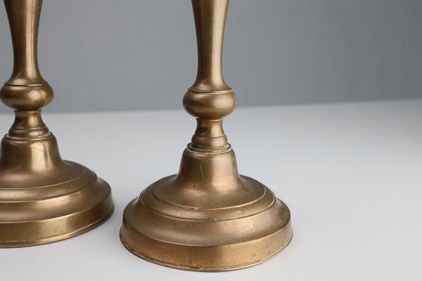 Antique French Copper Candlesticks, 1890s, Set Of 2 photo for sale