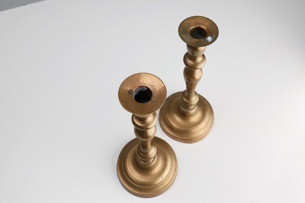 Antique French Copper Candlesticks, 1890s, Set Of 2 photo vinterior
