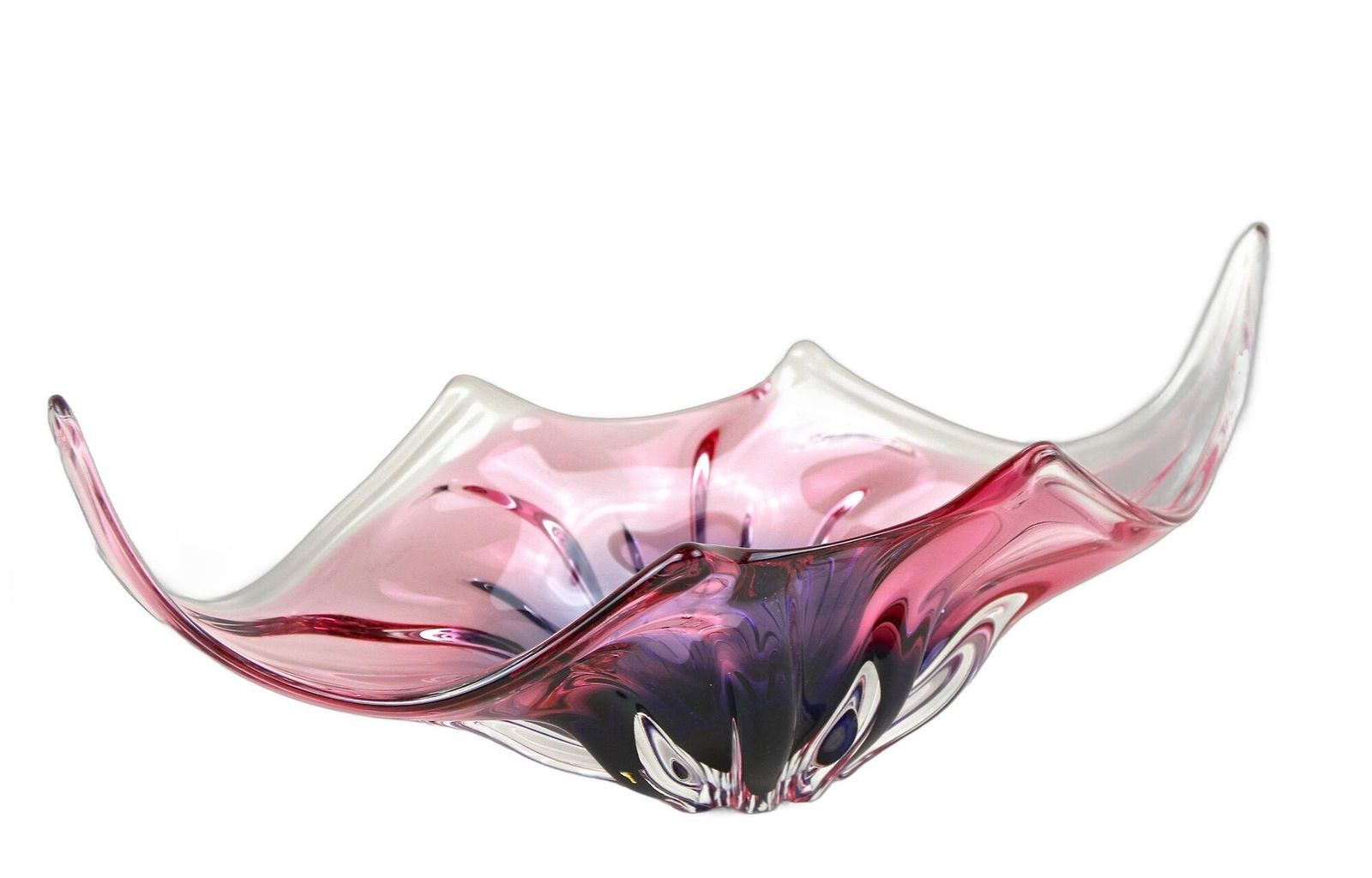 20th Century Murano Sommerso Glass Bowl, Pink/ Purple/ Blue, Italy Ca. 1960/70