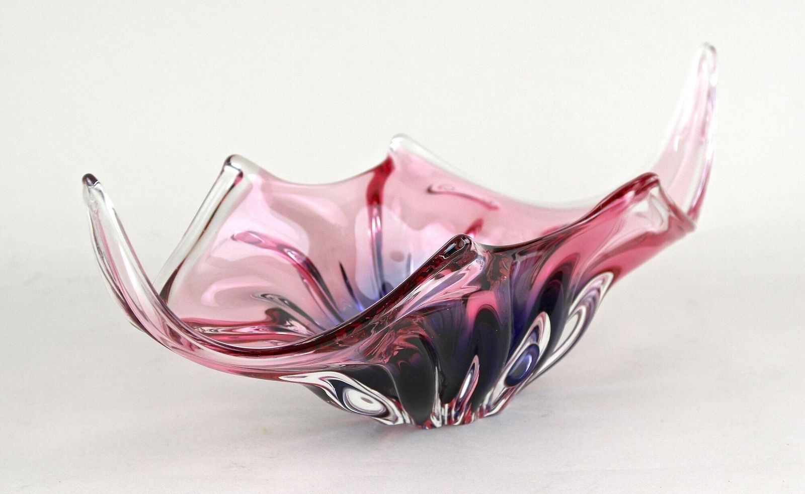 photo furniture 20th Century Murano Sommerso Glass Bowl, Pink/ Purple/ Blue, Italy Ca. 1960/70