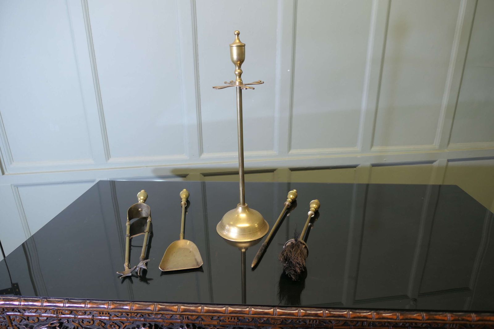Brass Fireside Companion Set, Fireside Tools On Stand photo 474.0
