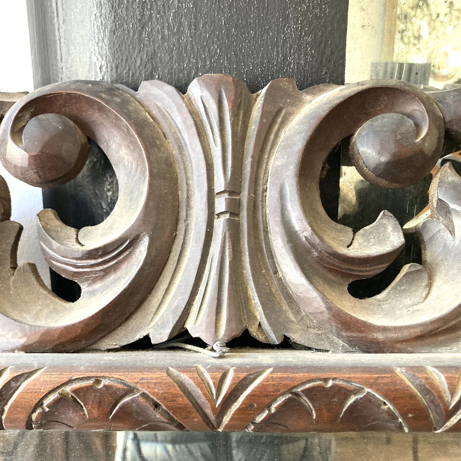 Large Carved Mahogany Mirror, 1800s photo furniture