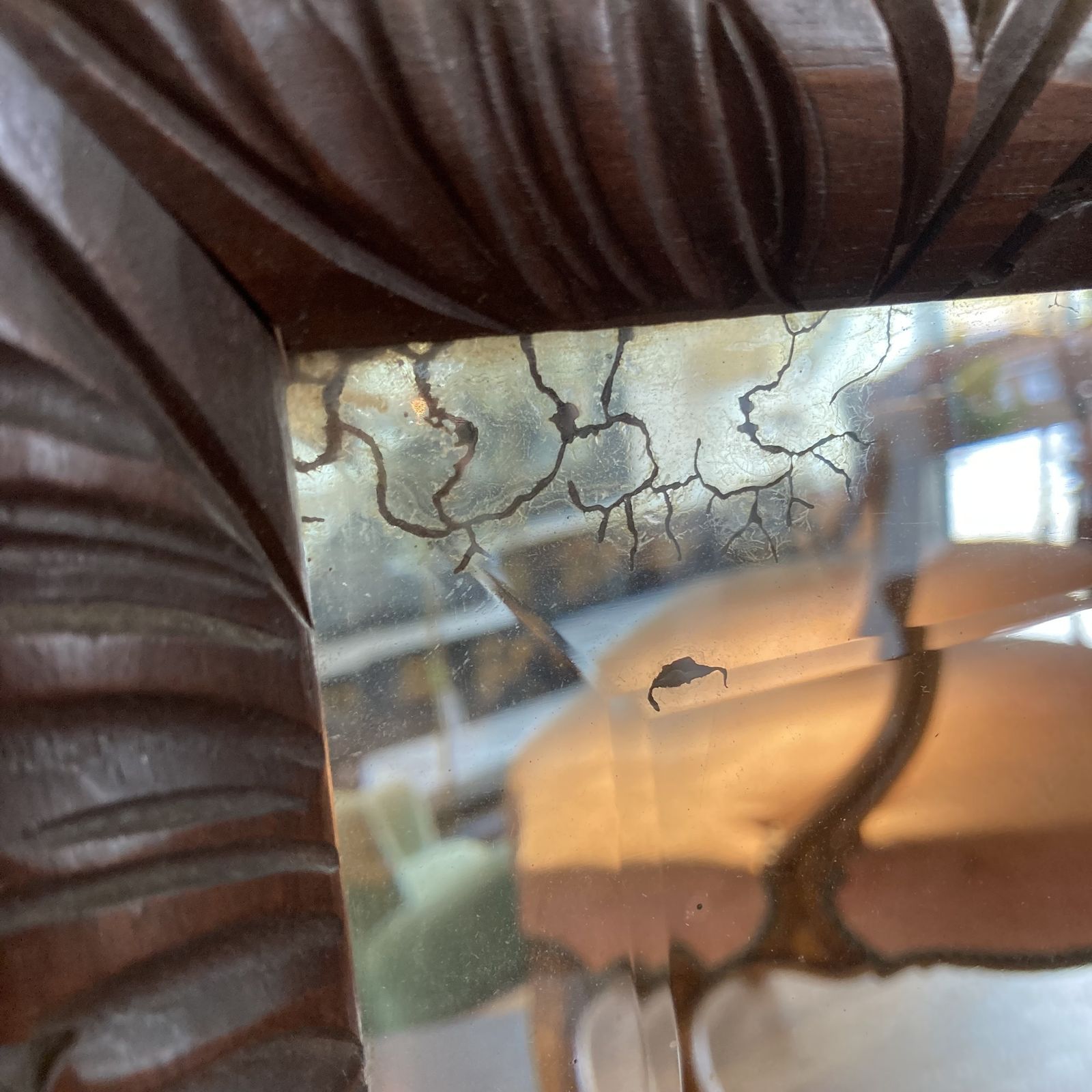 Large Carved Mahogany Mirror, 1800s photo 1480.0