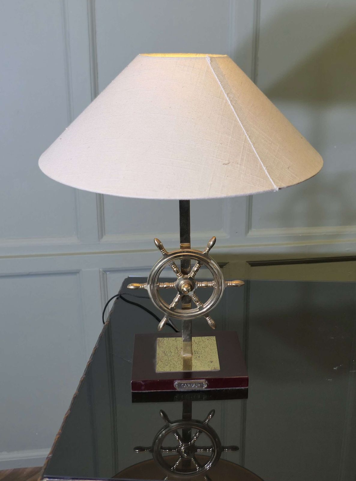 Captain’s Table Top Brass Lamp On A Nautical Theme photo for sale