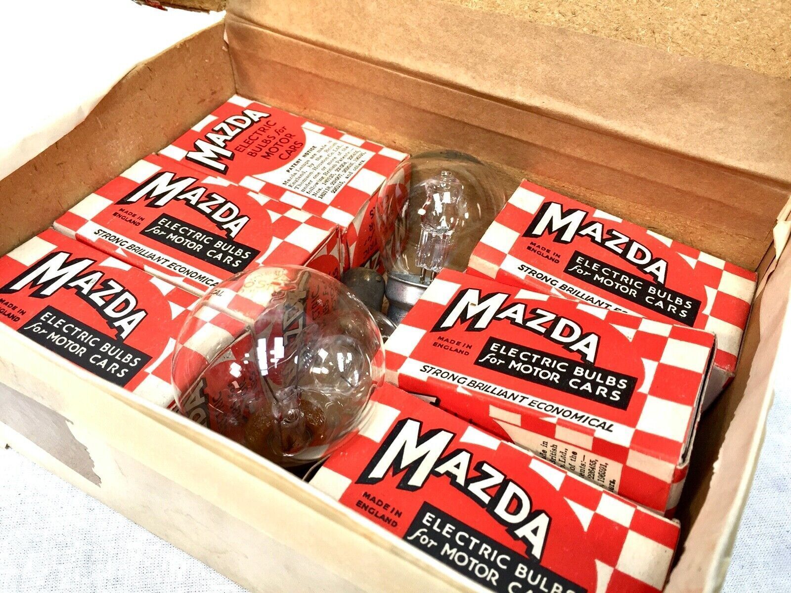 photo for sale Antique Advertising   Mazda Electric Bulbs For Motor Cars / Vehicles Set In Box