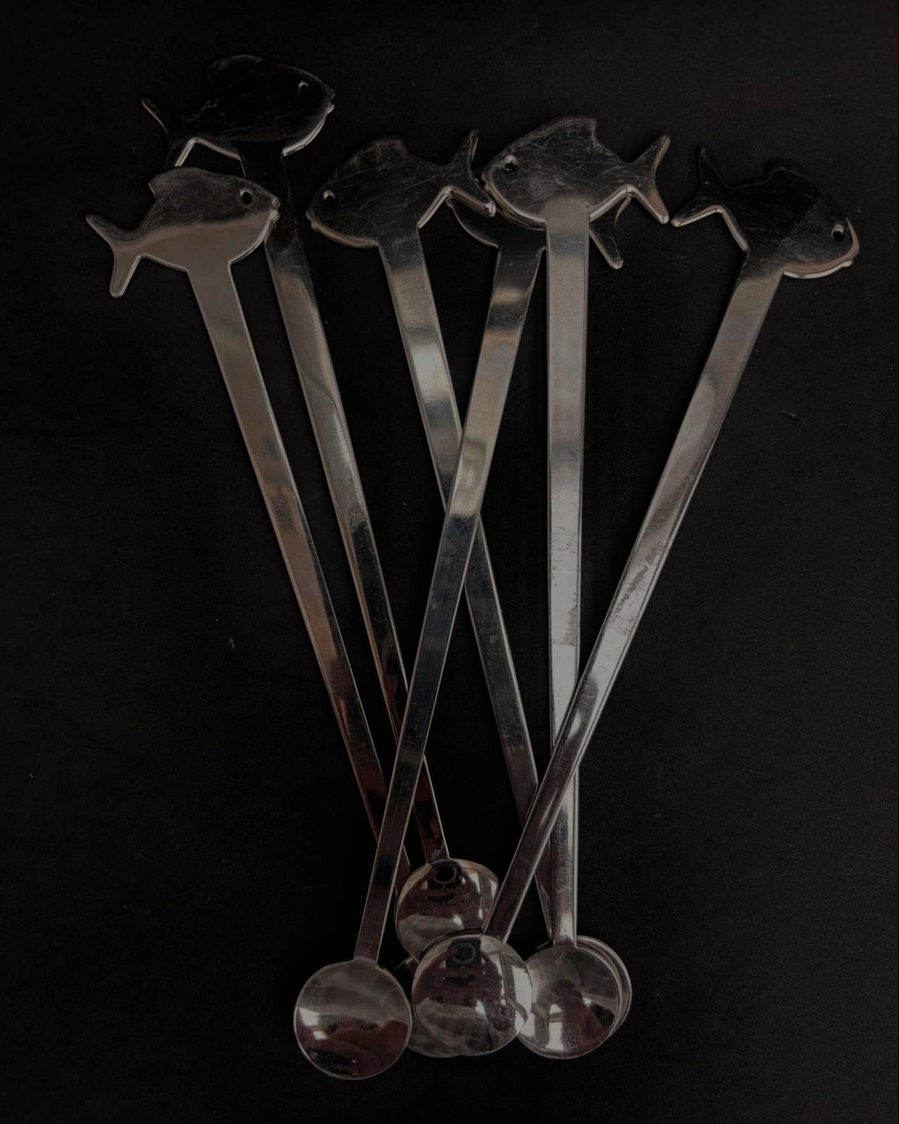 Cocktail Stirrers Bar Spoons Long Coffee Tea Stirring 6 Drinks Accessories Cocktail Champagne Stirrers Fish Shaped Stainless Bar Gift