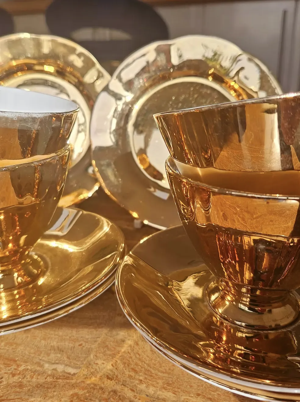Home Decor Rare 1950's Tea Set In 22 Kt Gold By Leonard St Pottery, Burslem, Staffordshire photo
