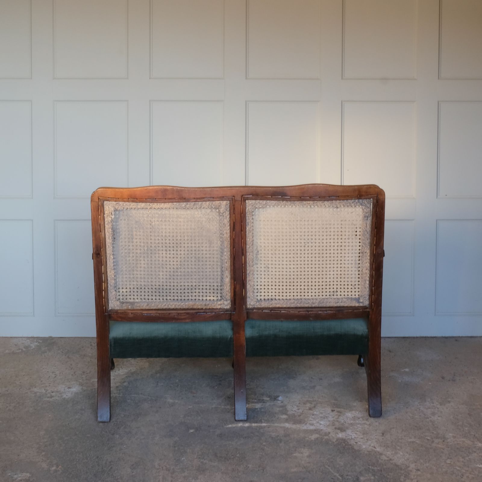19th Century Two Seater Elm Settee With Green Seat photo furniture