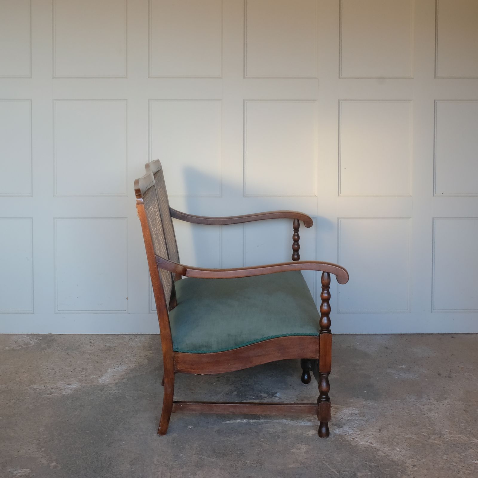19th Century Two Seater Elm Settee With Green Seat photo Furniture