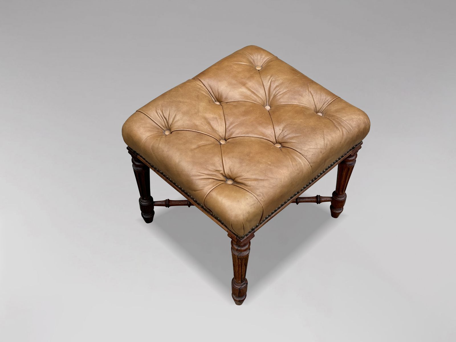 Early 19th Century Regency Period Rosewood Leather Stool photo Furniture