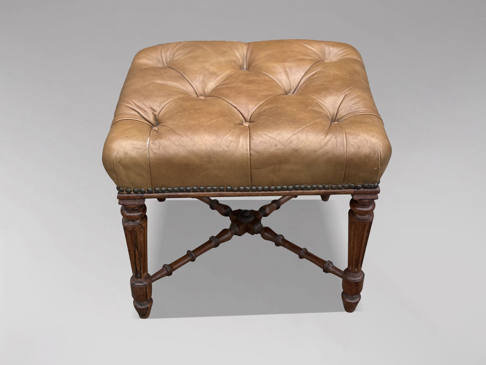 Early 19th Century Regency Period Rosewood Leather Stool photo vinterior
