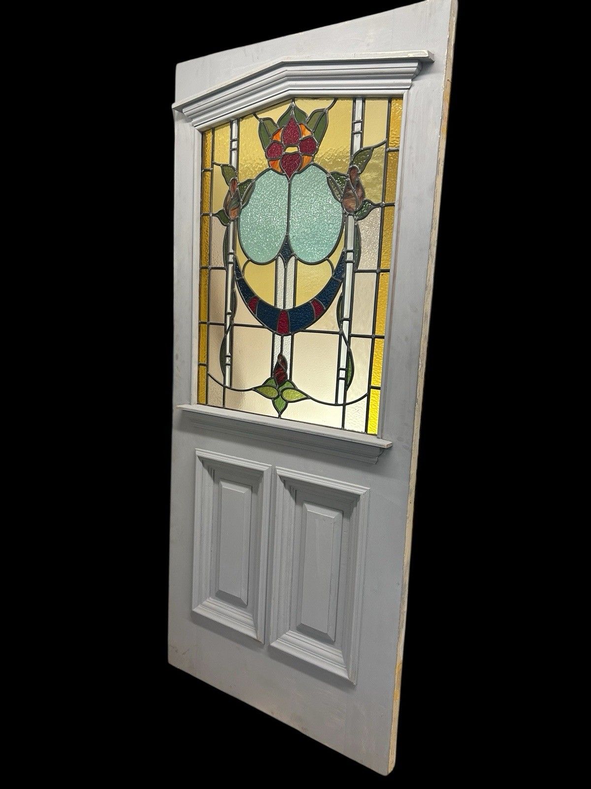 Victorian Stained Glass Front Door Old Antique Period Reclaimed Refurb Bevelled photo for sale