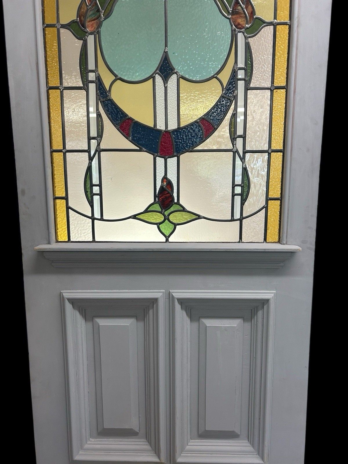 Victorian Stained Glass Front Door Old Antique Period Reclaimed Refurb Bevelled photo vinterior
