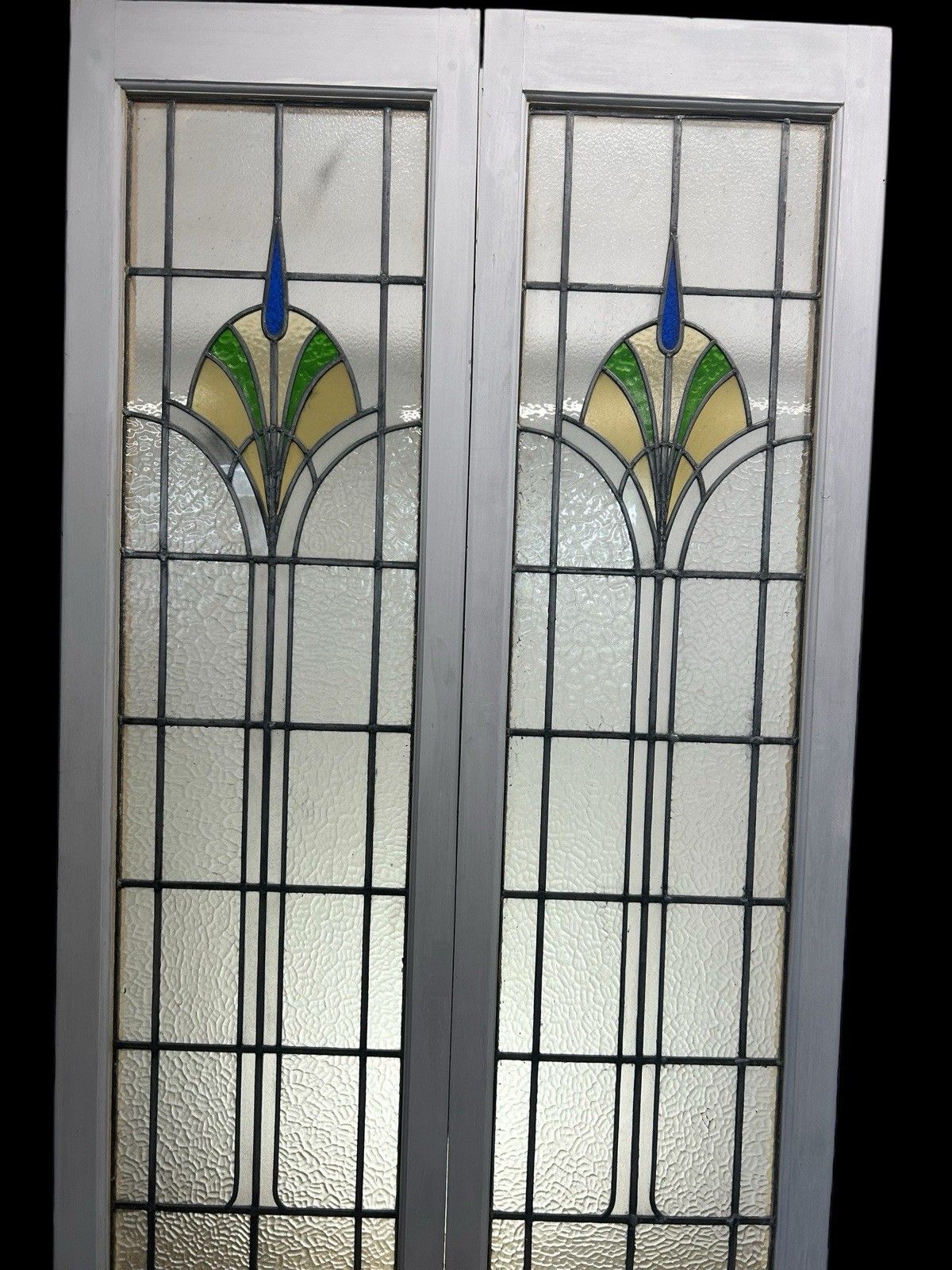 Art Deco French Doors Room Dividers Stained Glass Old Period Reclaimed Antique photo 2183.0