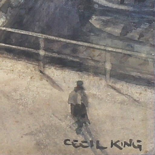Watercolour By Cecil King. View Of Marseilles photo for sale