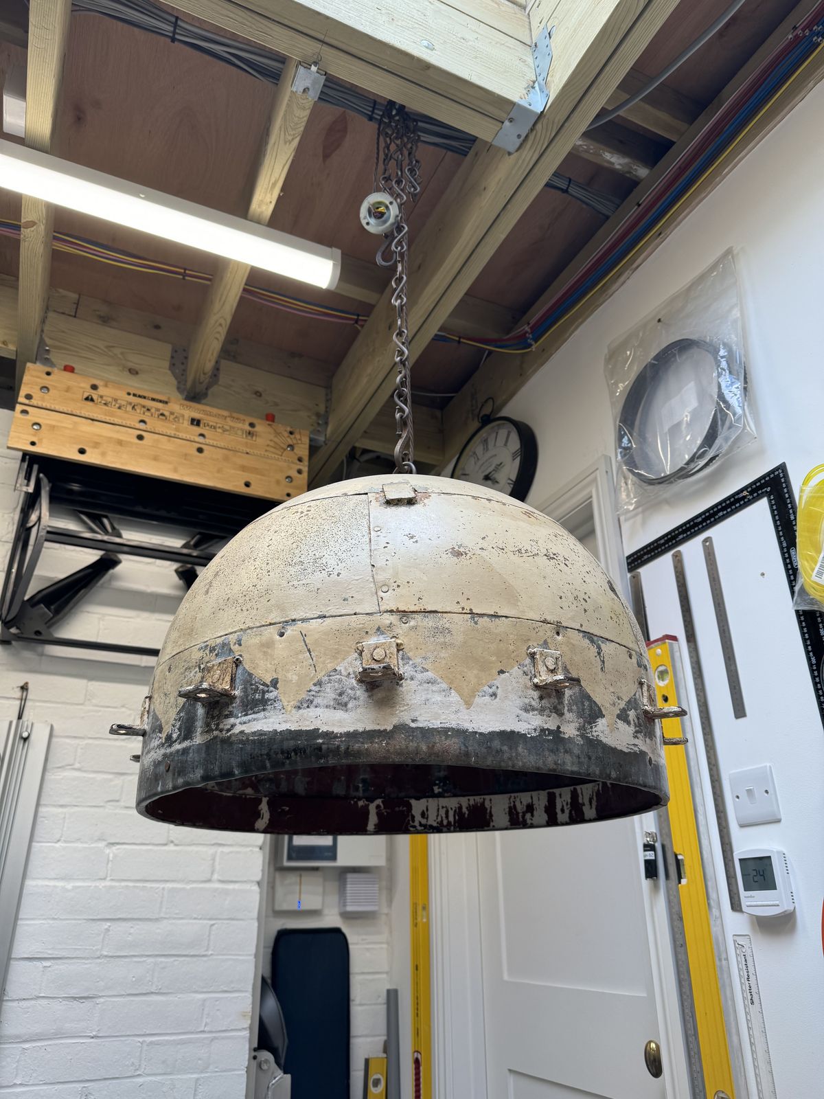 Large Metal Domed Pendant Light Fitting. Industrial Look. Richmond (Tw10) Collection. 610mm Diameter. 420mm High