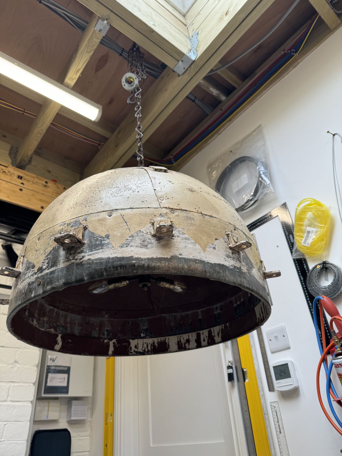 Large Metal Domed Pendant Light Fitting. Industrial Look. Richmond (Tw10) Collection. 610mm Diameter. 420mm High photo vintage