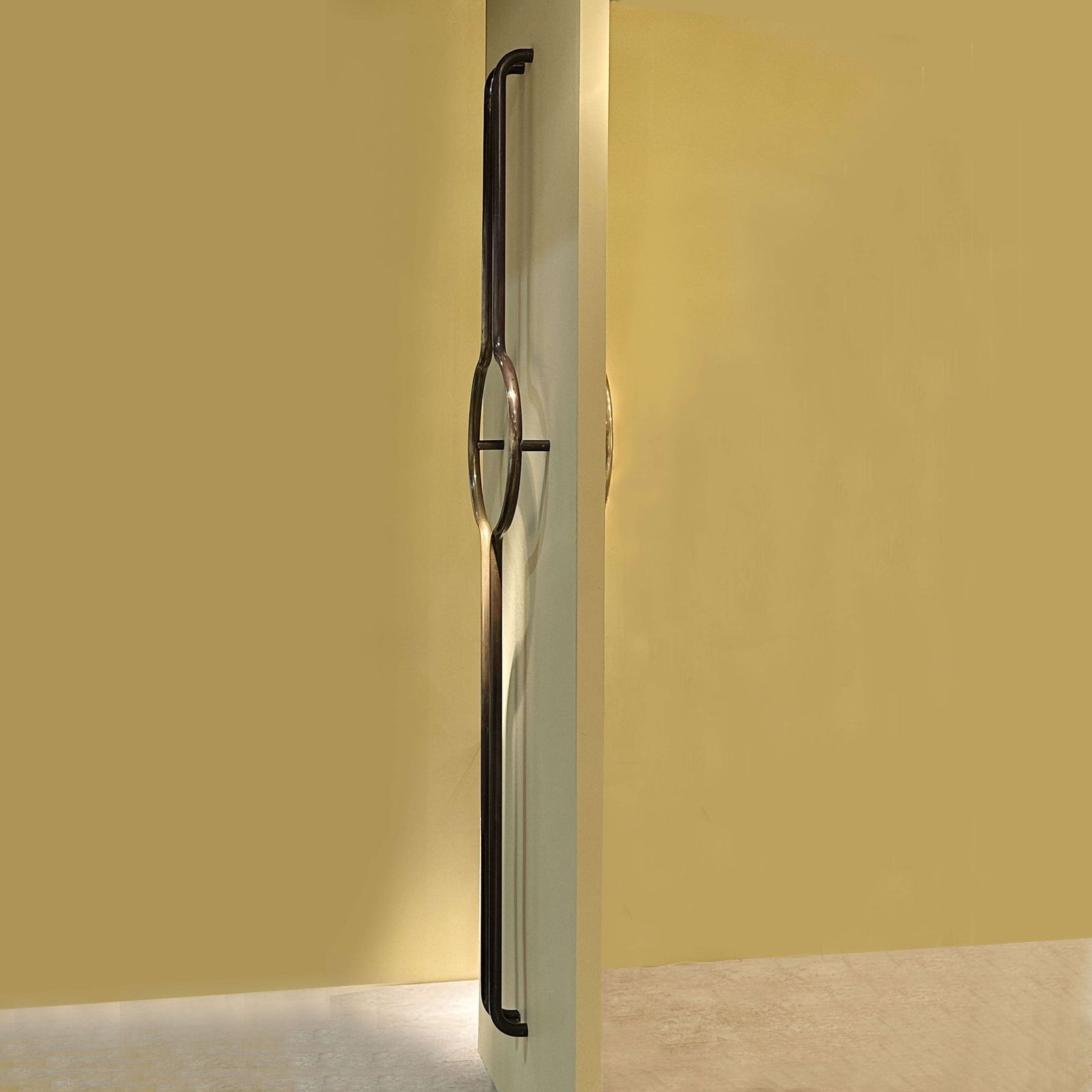 Elongated Tubular Push And Pull Brass Double Door Handles photo vintage