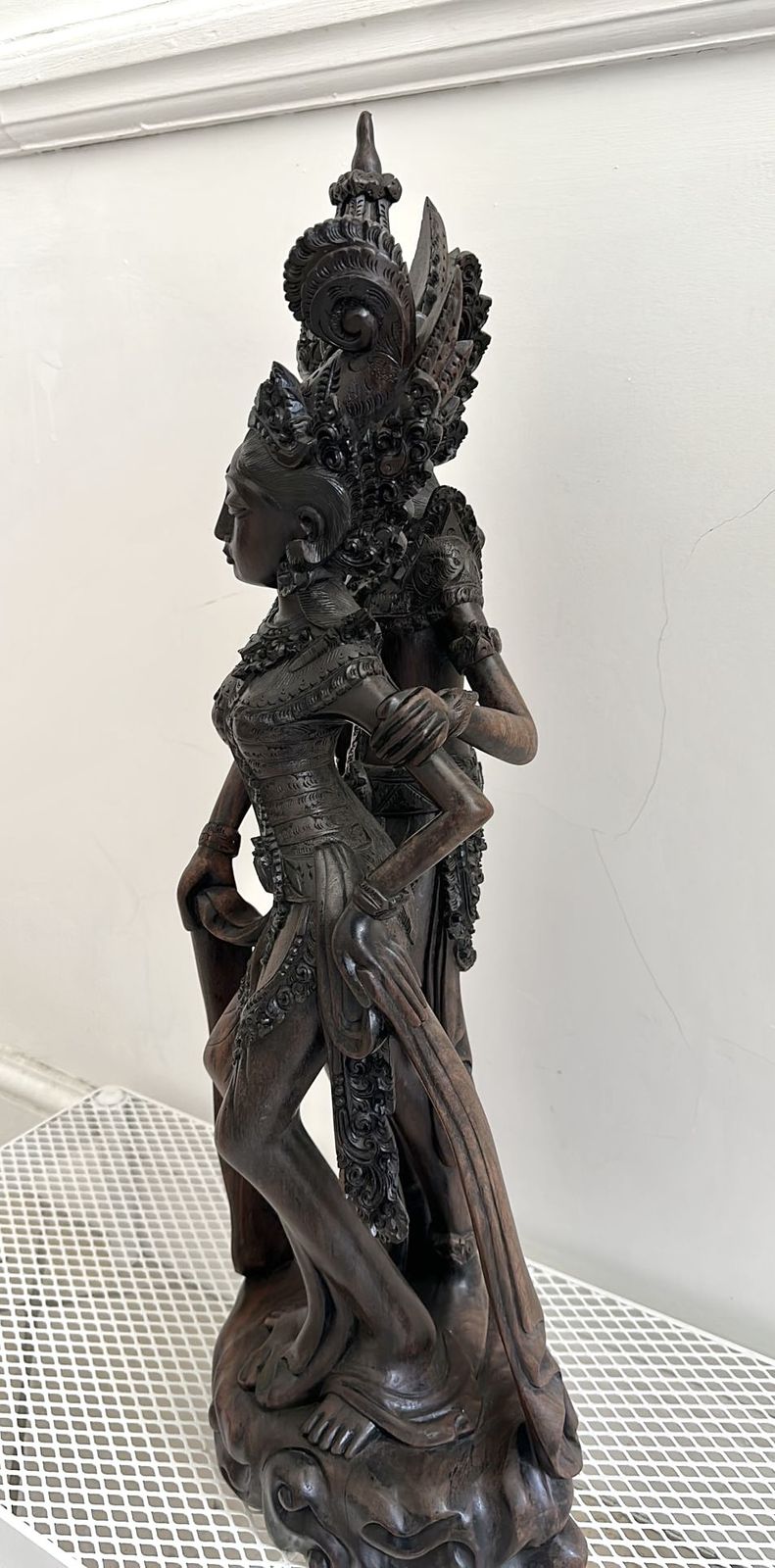 Hand Carved Balinese Ebony Wood Sculpture Of Rama And Sita — 1997 photo 950.0