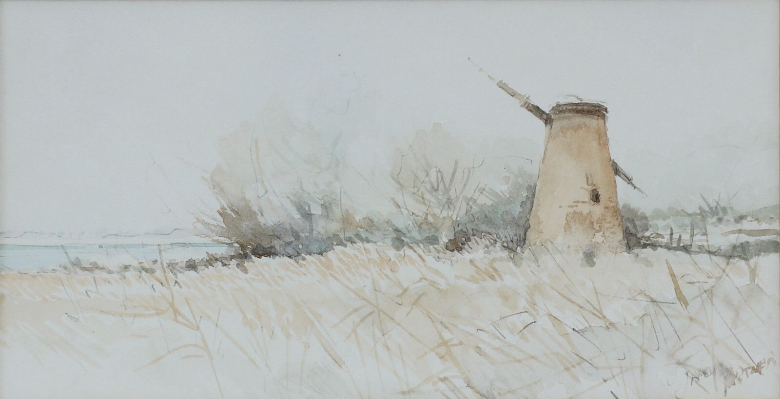 Watercolour By Jason Partner. Broadland, Near How Mill photo furniture