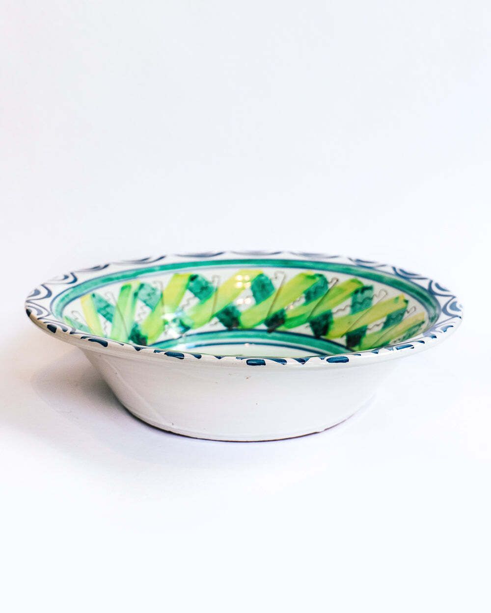 Large Vintage Hand Painted Italian Ceramic Bowl With A House And Palm Trees photo Home Decor