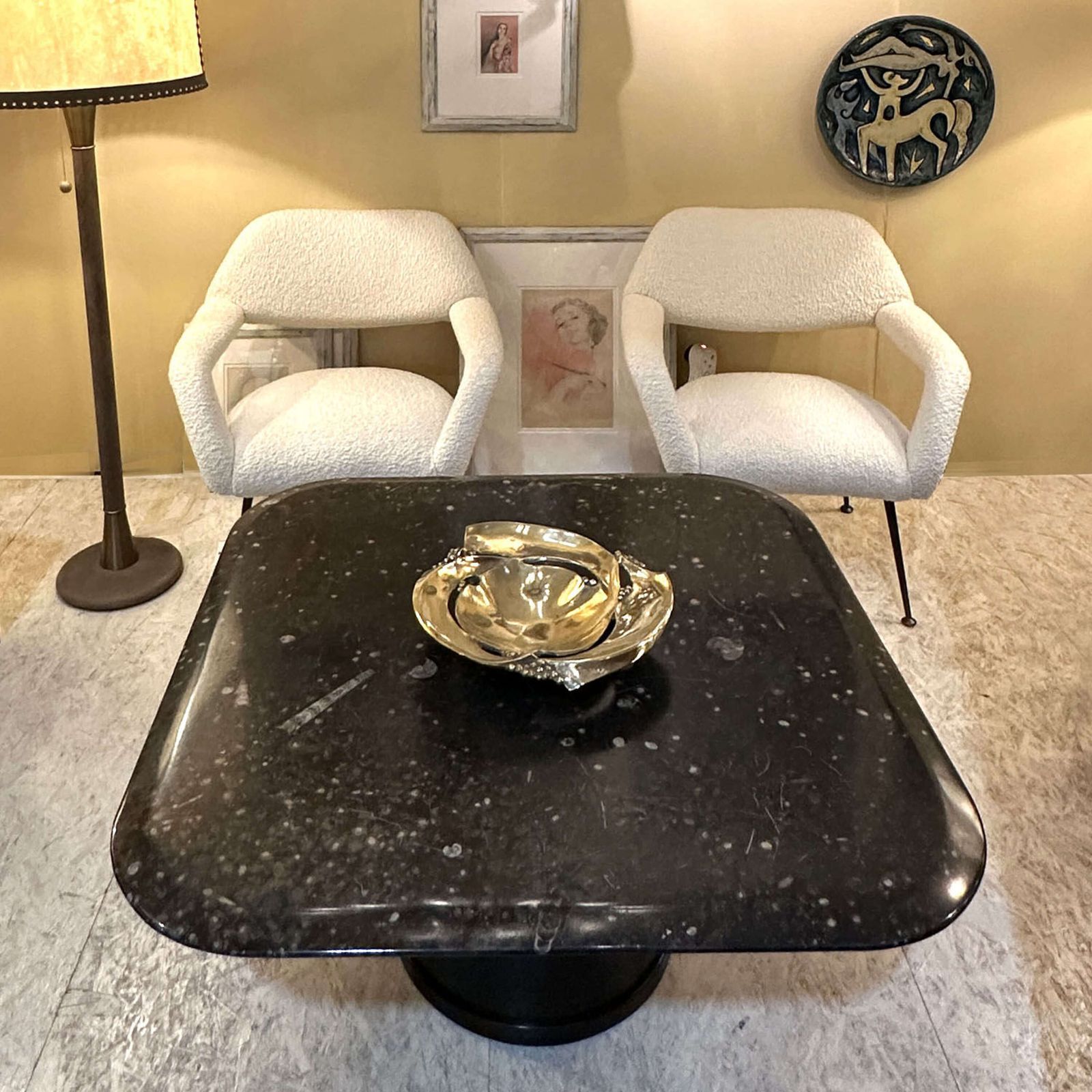 Fossilized Stone Coffee By Table Heinz Lilienthal With Round Wooden Base photo Furniture