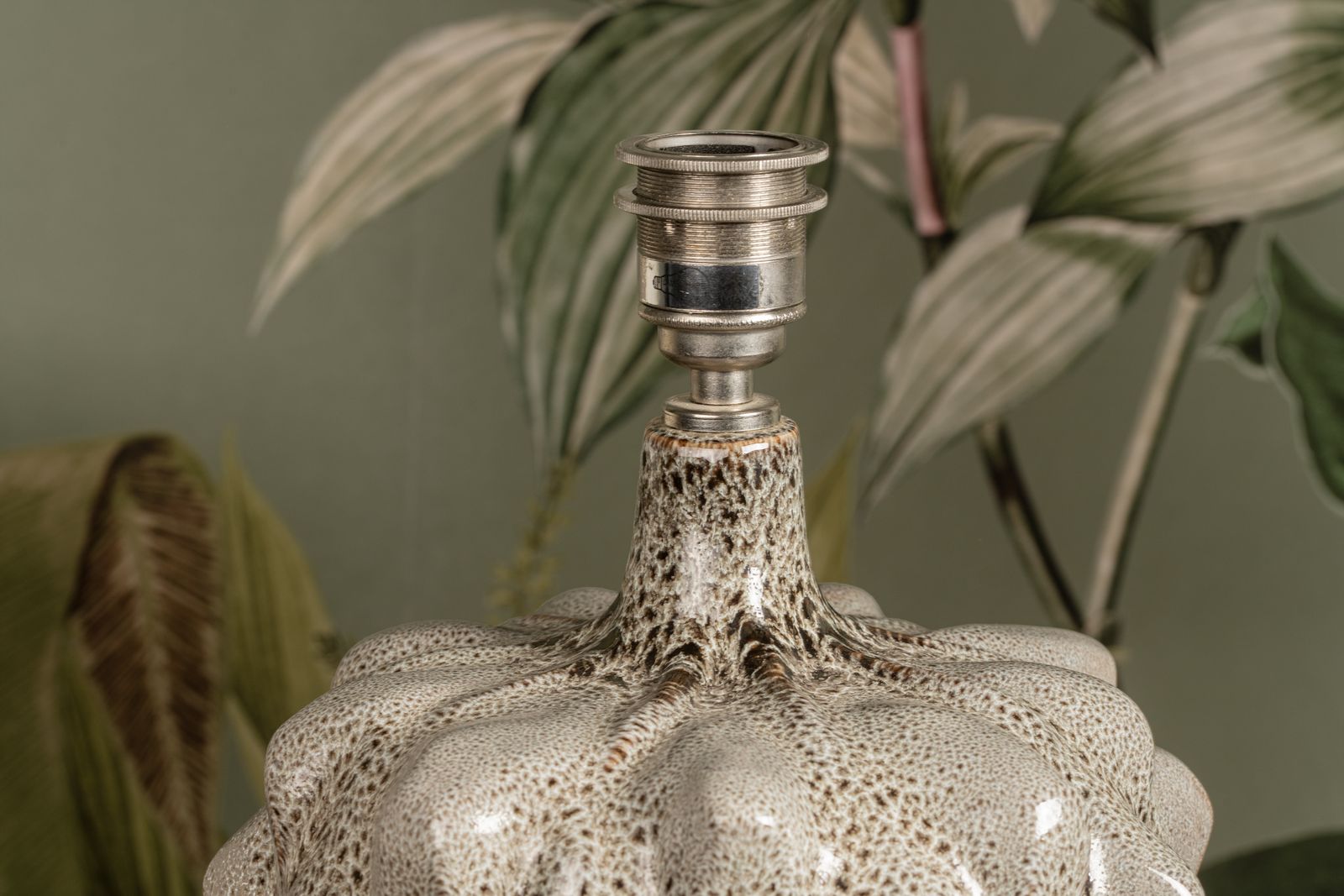 Pair Of Porta Romana Baobab Lamps In Quail Glaze photo Lighting