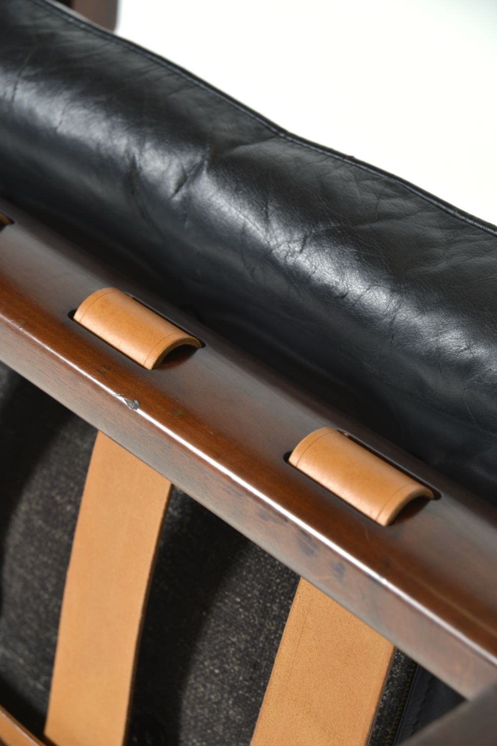 photo buy Midcentury Black Leather Samurai Arm Lounge Chair By Luciano Frigerio Italy 1971