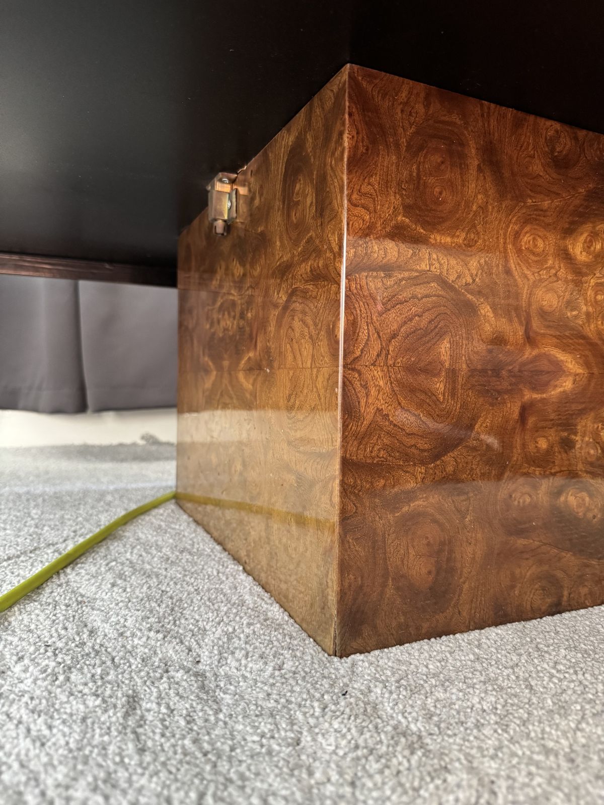 photo furniture Jean Claude Mahey Wooden Coffee Table With Ruby Brown Patina, 1970s