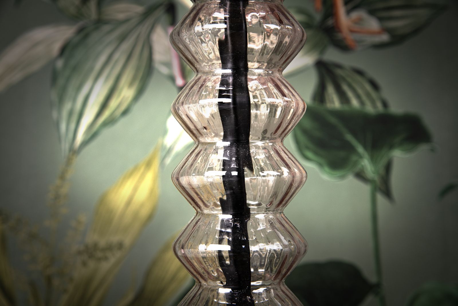 A Striking Pair Of Murano Glass Table Lamps With Black Silk Shades photo furniture