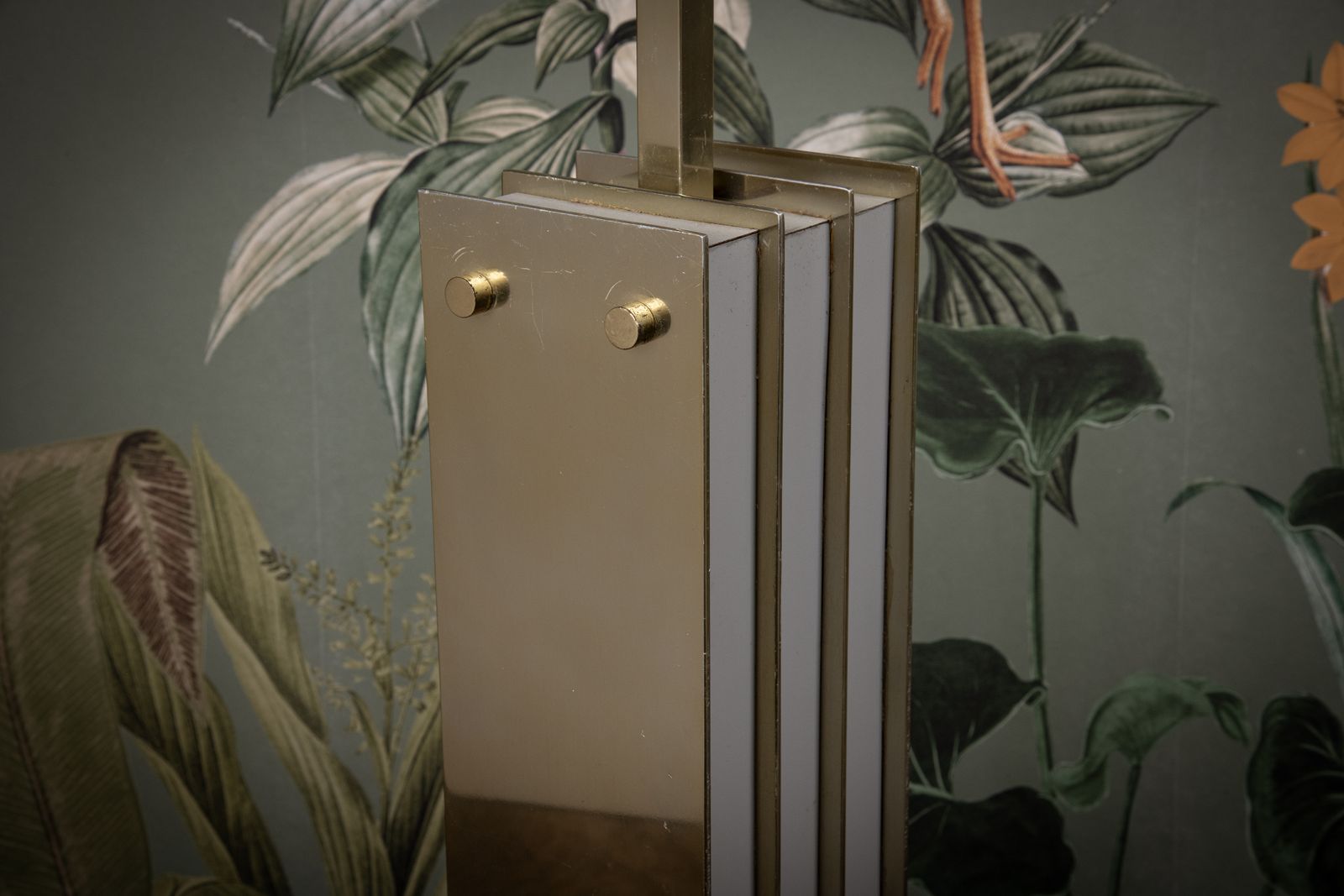 A Pair Of Mid Century Brass And Milk Glass Table Lamps photo furniture