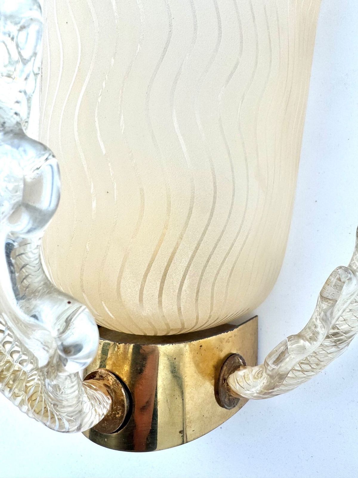 Lighting A Wonderful Pair Of 1950s Murano Glass And Brass Wall Socnces By Barovier And Toso photo