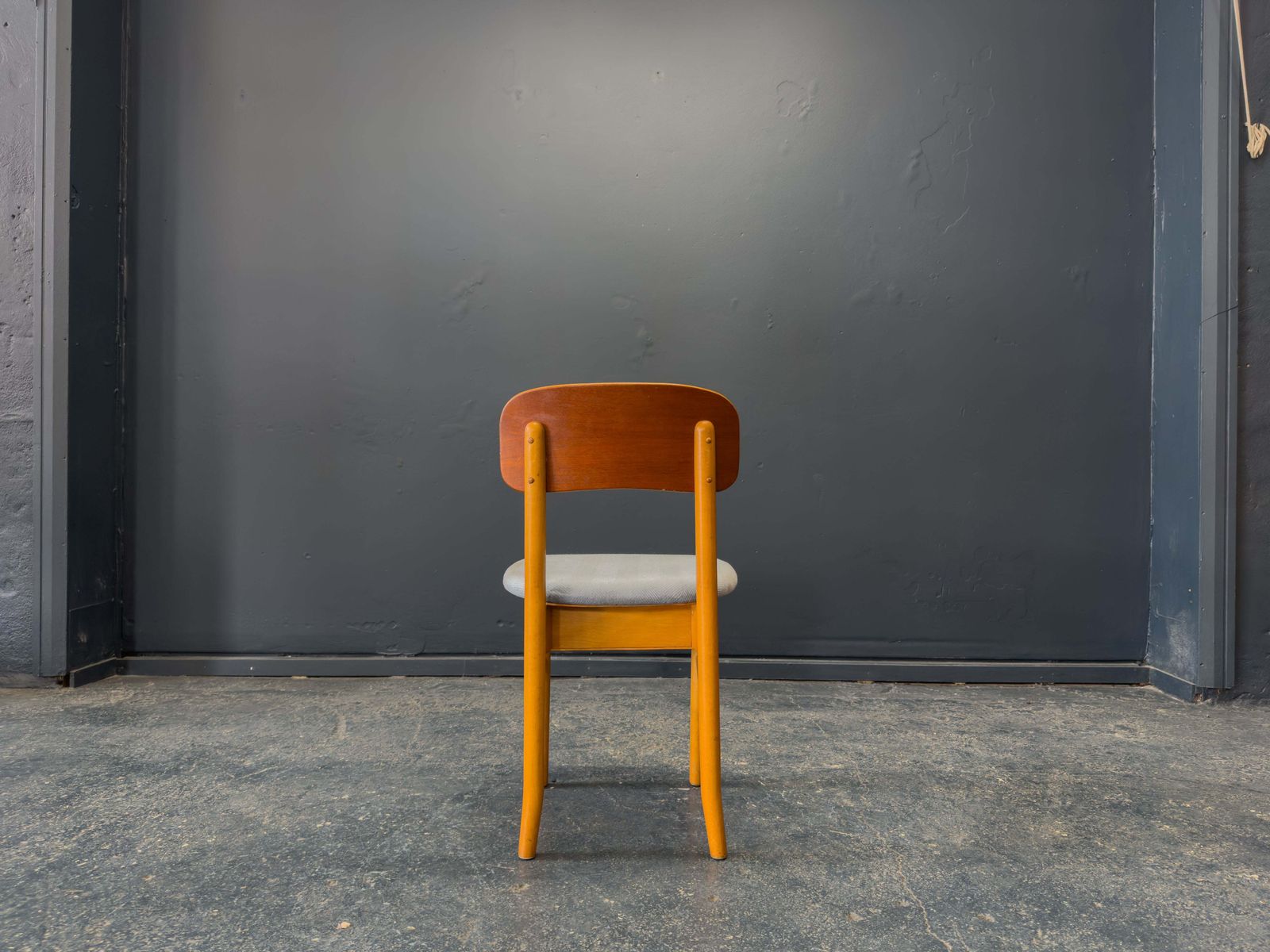Set Of 6 Teak And Blue Upholstered Dining Chairs photo 2150.0