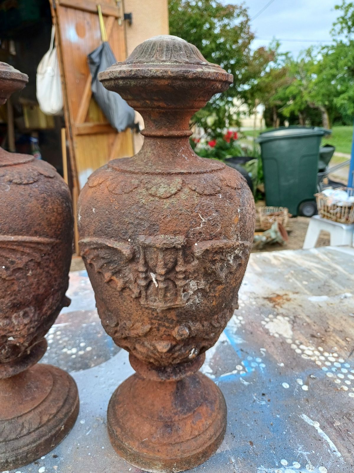 Pair Of Cast Iron Fire Pots 1900: Charleville   Mézières photo buy