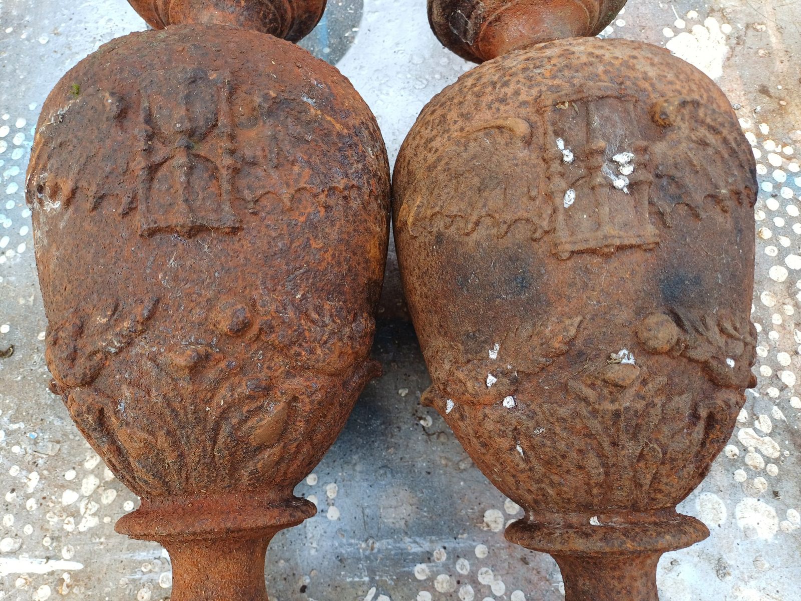 photo vintage Pair Of Cast Iron Fire Pots 1900: Charleville   Mézières