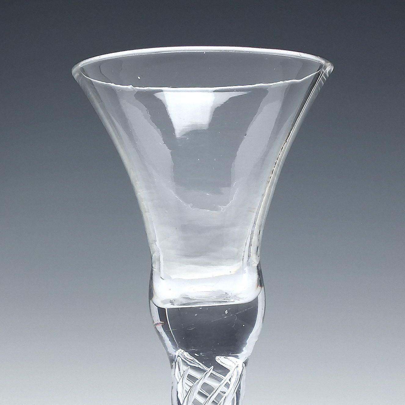 Georgian Multi Spiral Air Twist Wine Glass With Folded Foot C1745 photo for sale