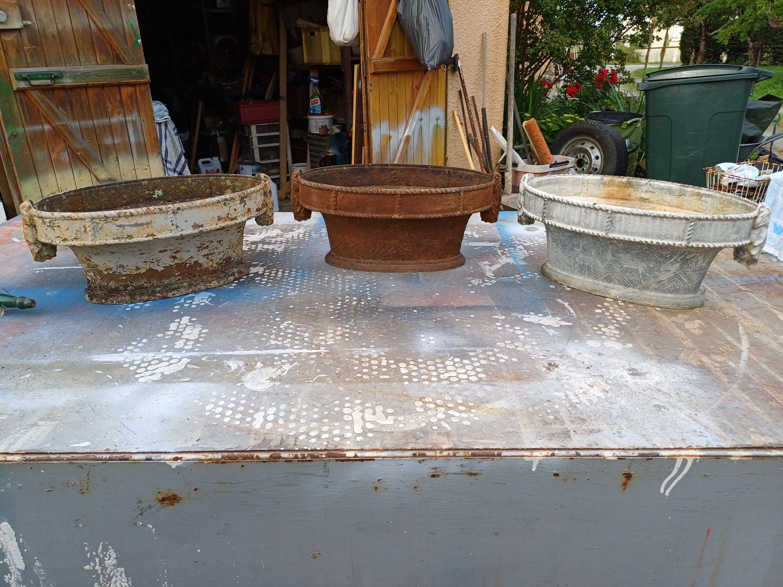 3 Cast Iron Planters 1900: Charleville   Mézières photo 185.0