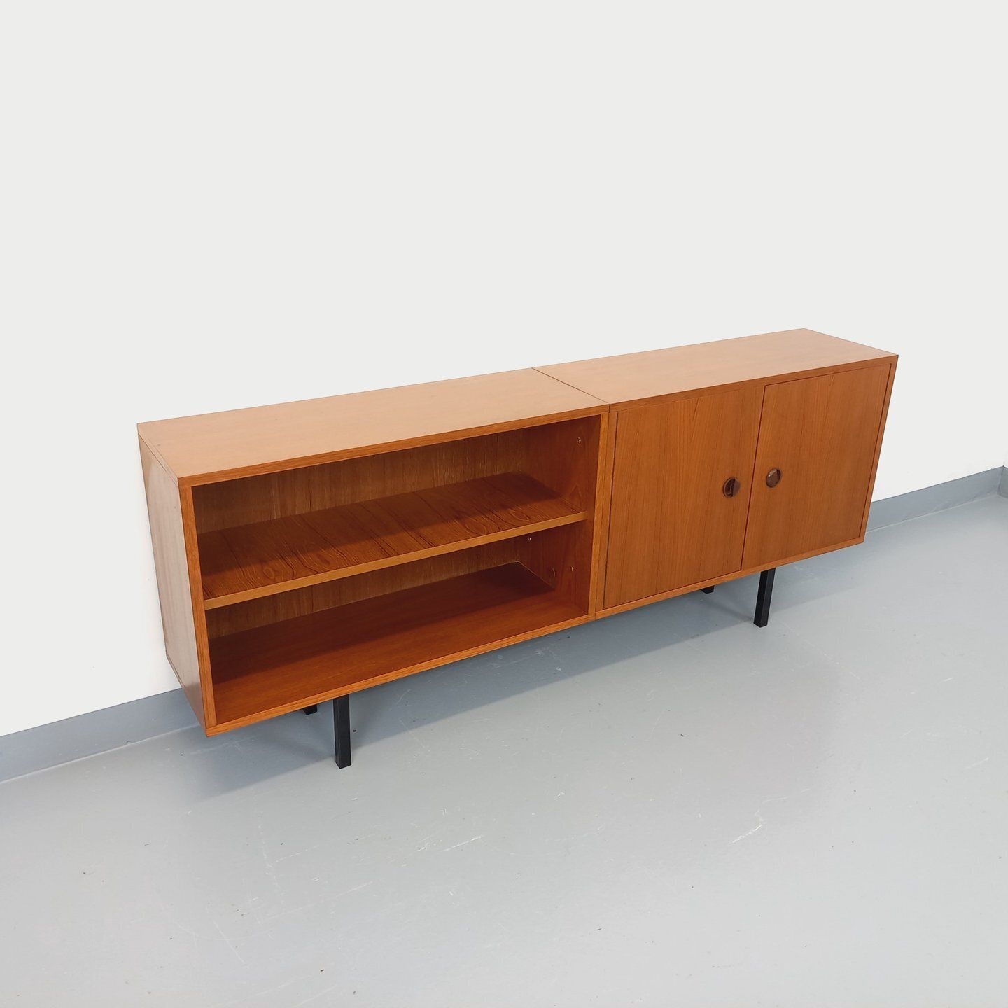 Modernist Sideboard With Teak Niche And Black Metal Legs photo 1507.0