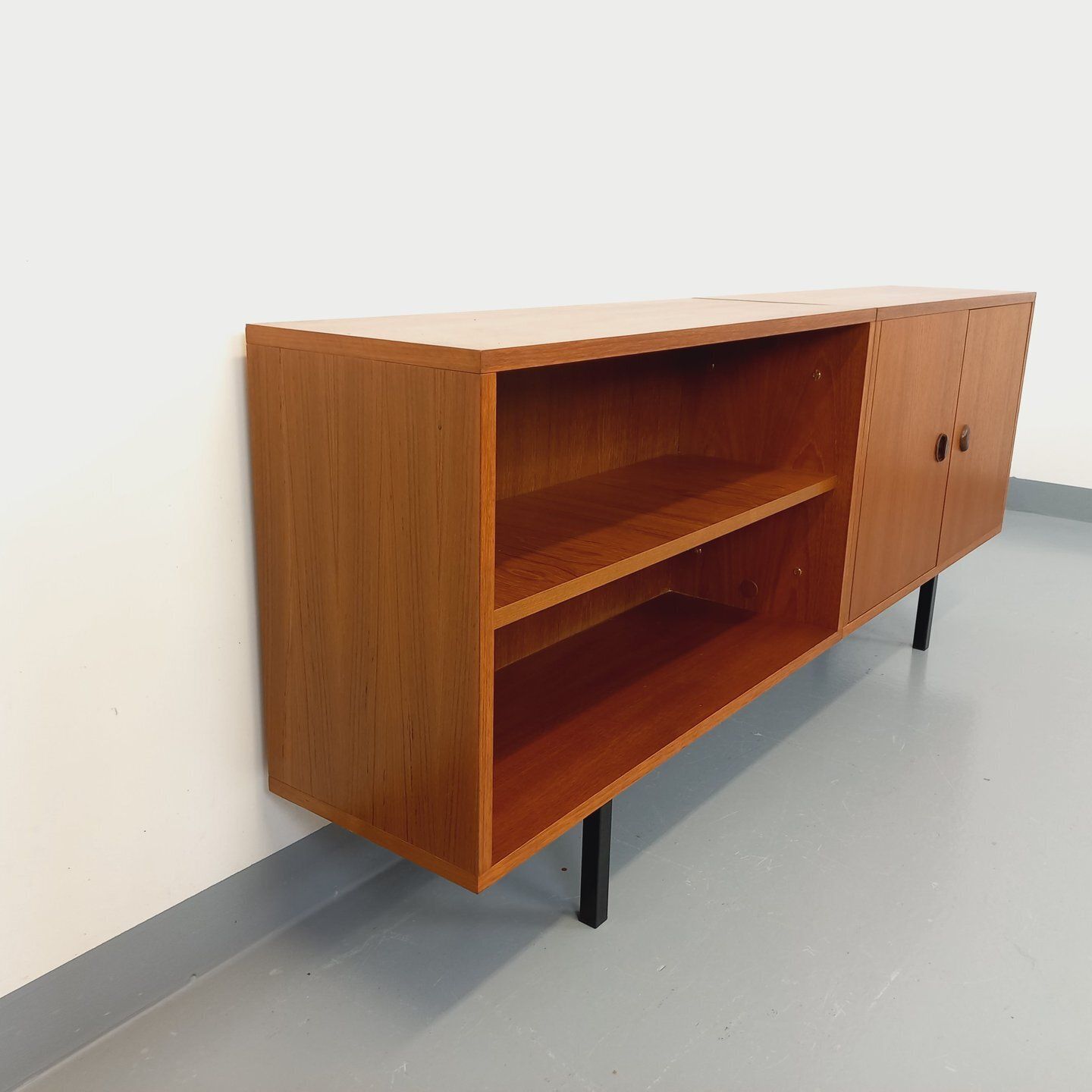Modernist Sideboard With Teak Niche And Black Metal Legs photo buy