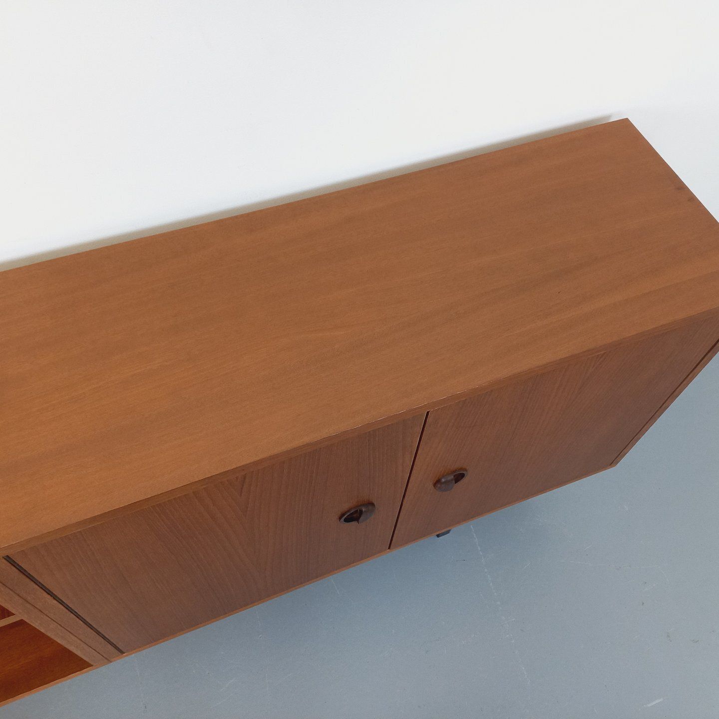 Modernist Sideboard With Teak Niche And Black Metal Legs photo vintage