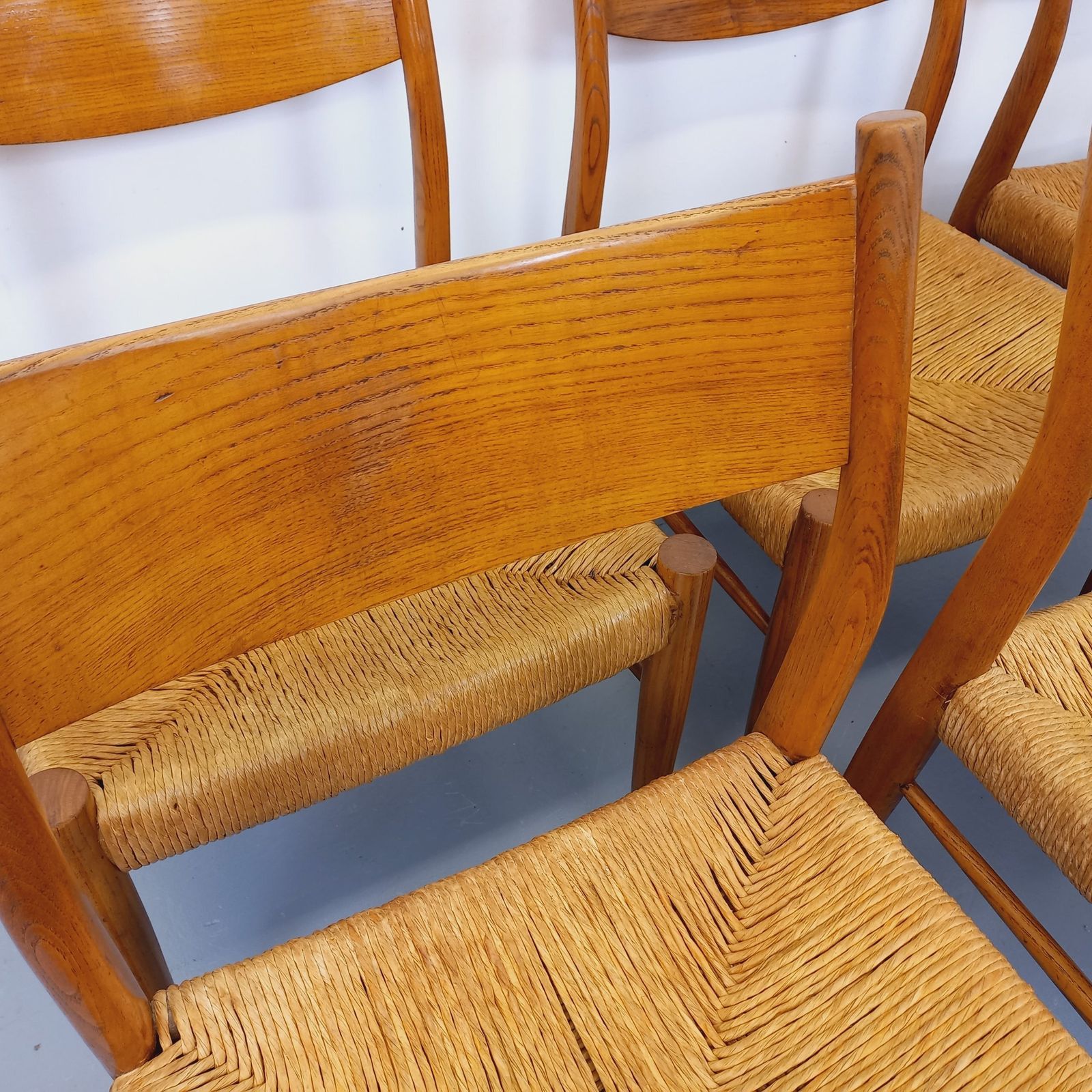 photo vintage 6 Italian Piero Palange & Werther Toffoloni Chairs In Teak And Rope