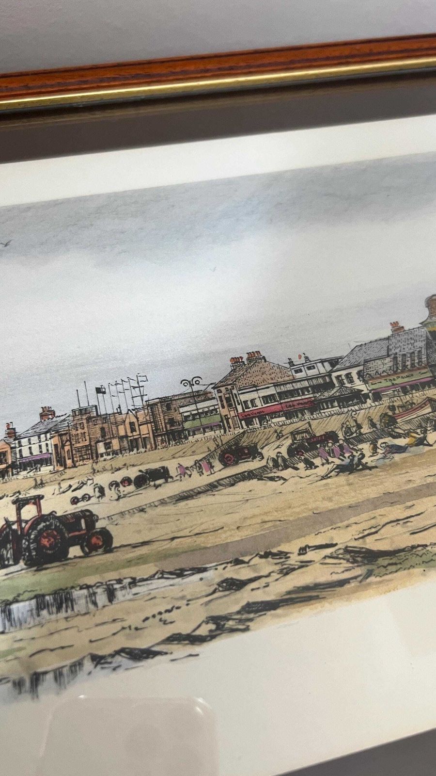 Vintage Signed Print Of Redcar Esplanade Coastal Scene photo Art
