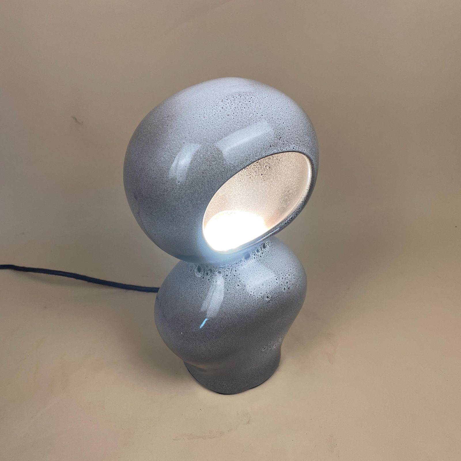 H&M Home Ceramic Grey Modern Lamp Bubble Rounded Shape Table Bedside Light Pac Tested Unusual Interesting photo vintage
