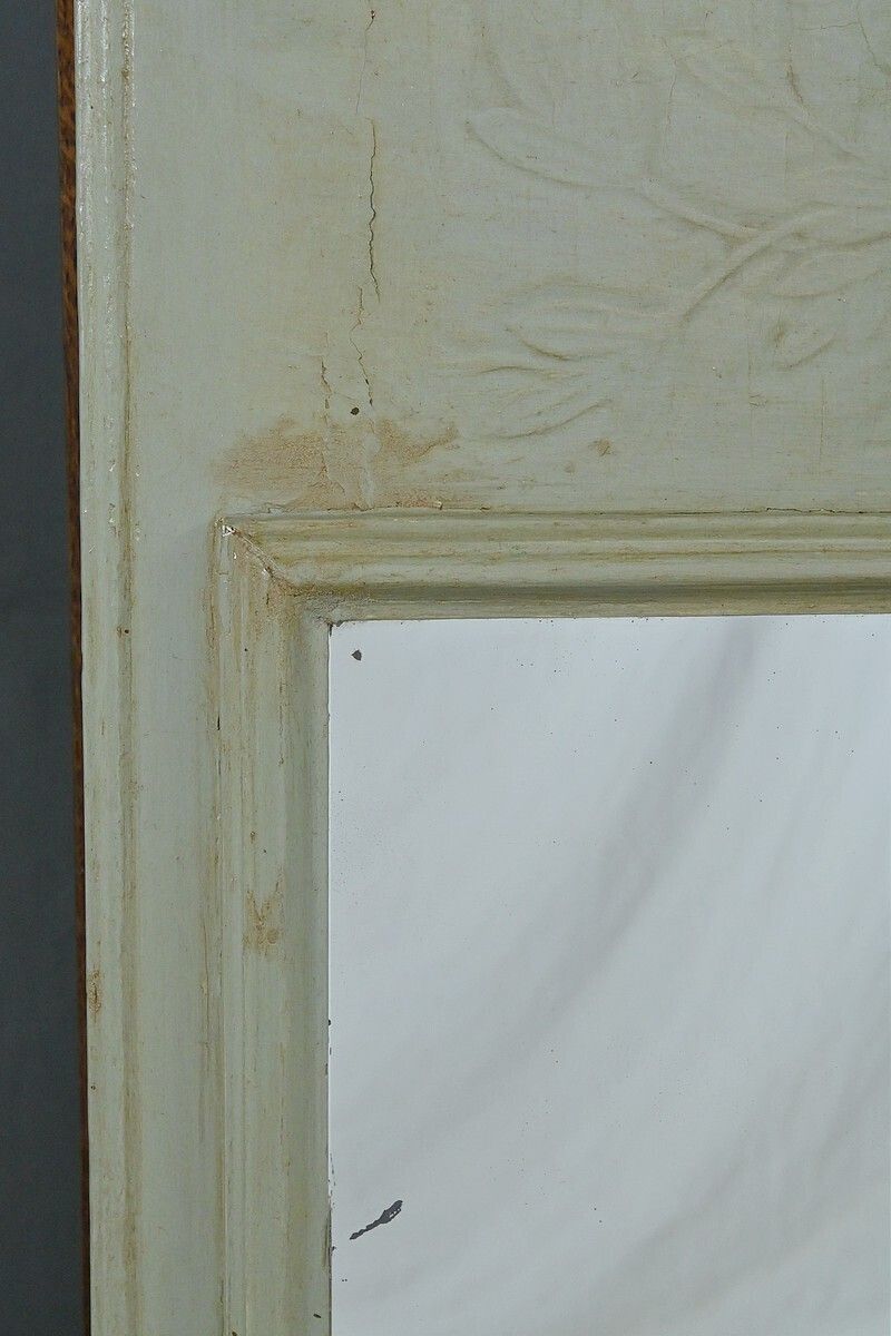 1210.0 Painted Wooden Trumeau Mirror, Louis XV Style – First Part Of The 20th Century photo