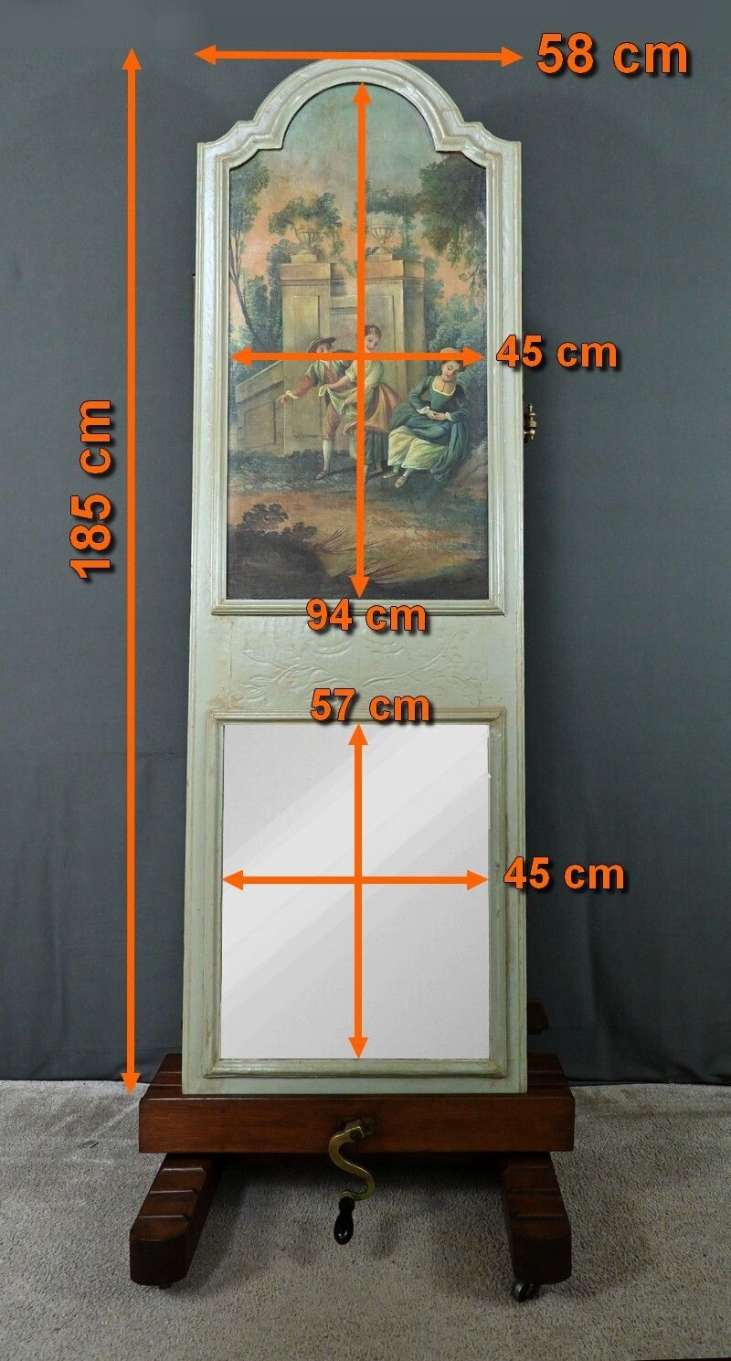 photo buy Painted Wooden Trumeau Mirror, Louis XV Style – First Part Of The 20th Century