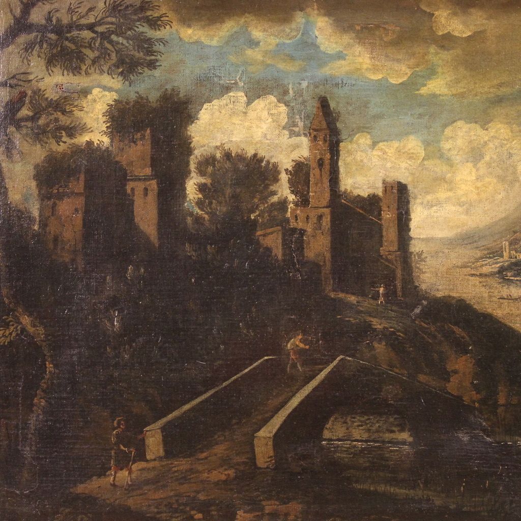 Antique Italian Landscape Painting From The 18th Century photo for sale
