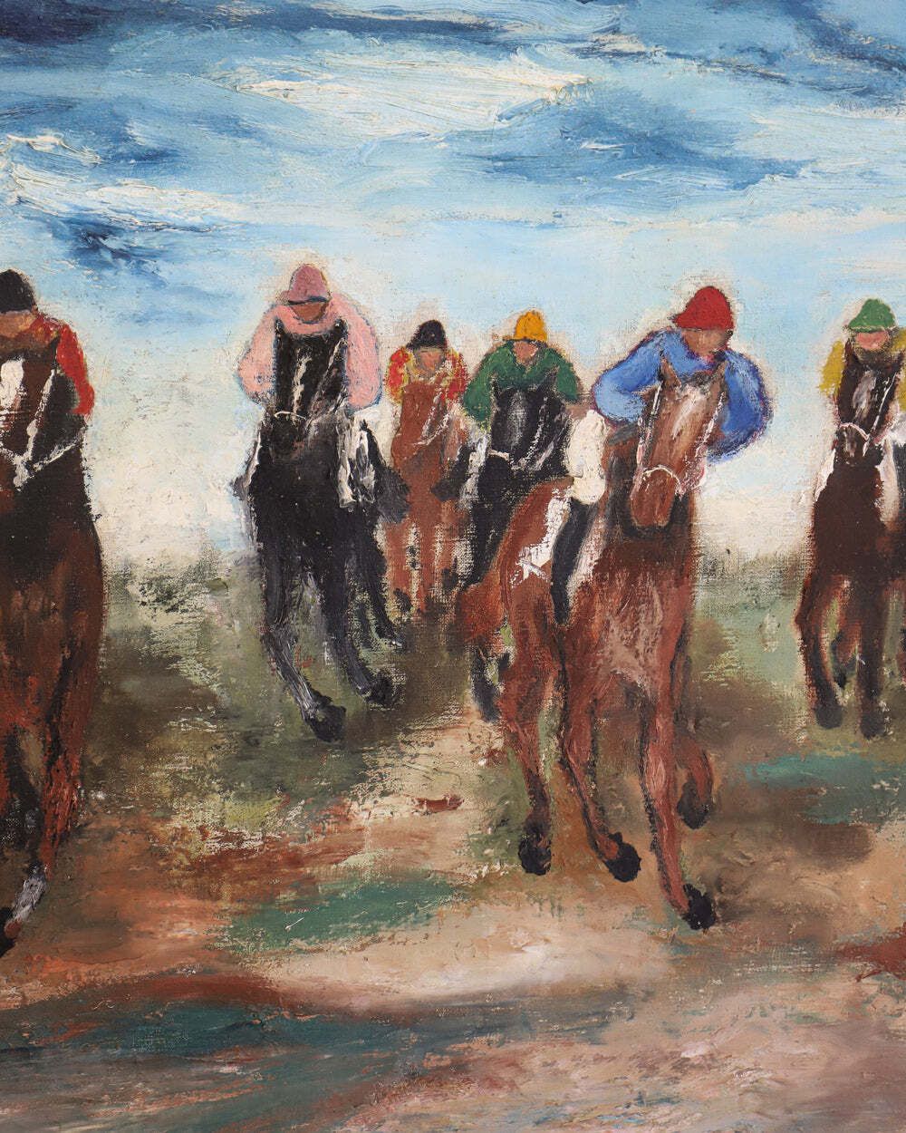 19e Eeuws Antiek Schilderij Van Jockeys In Actie Door Giacomo Varese photo furniture