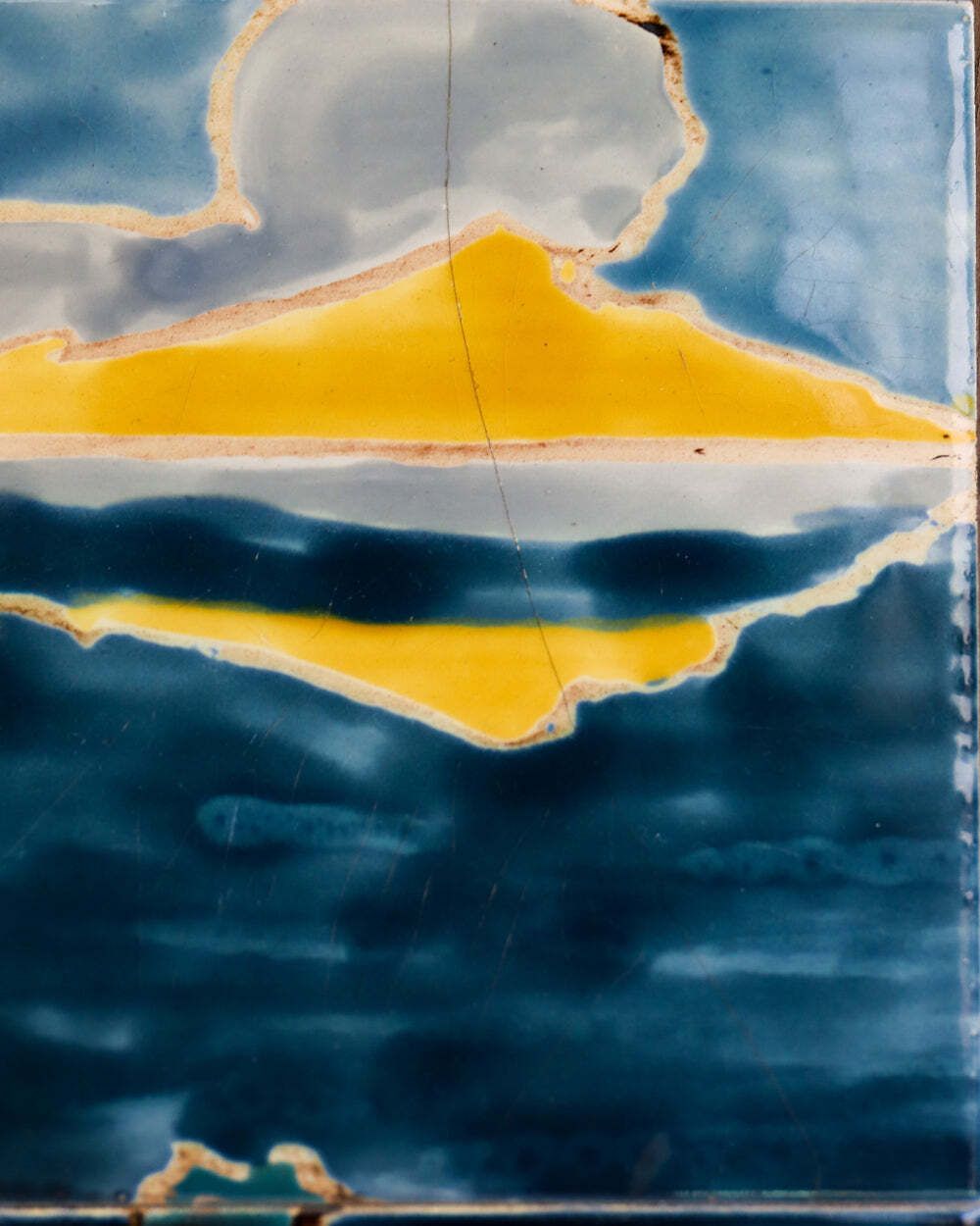 Colorful Mid Century French Ceramic Glazed Tile Panel Of Anduze photo Art